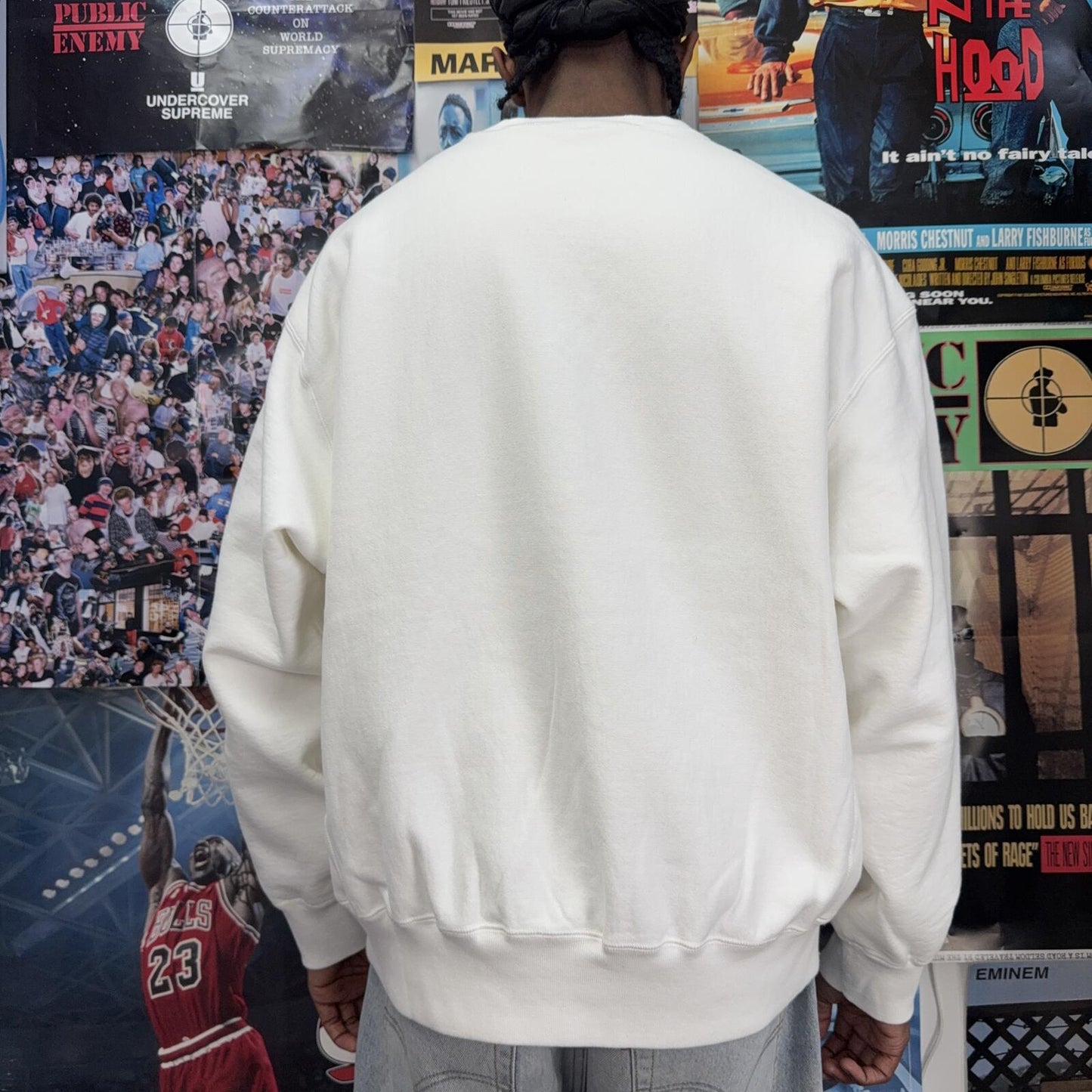SUPREME SS25 WASHED WHITE BOX LOGO CREWNECK