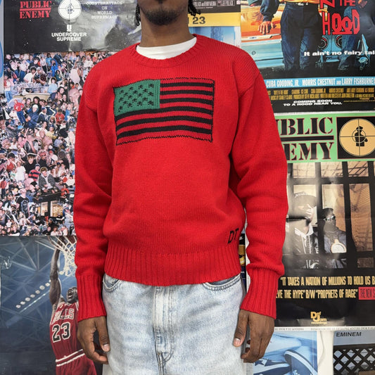 DENIM TEARS 1619 PAN AFRICAN FLAG RED KNIT SWEATER