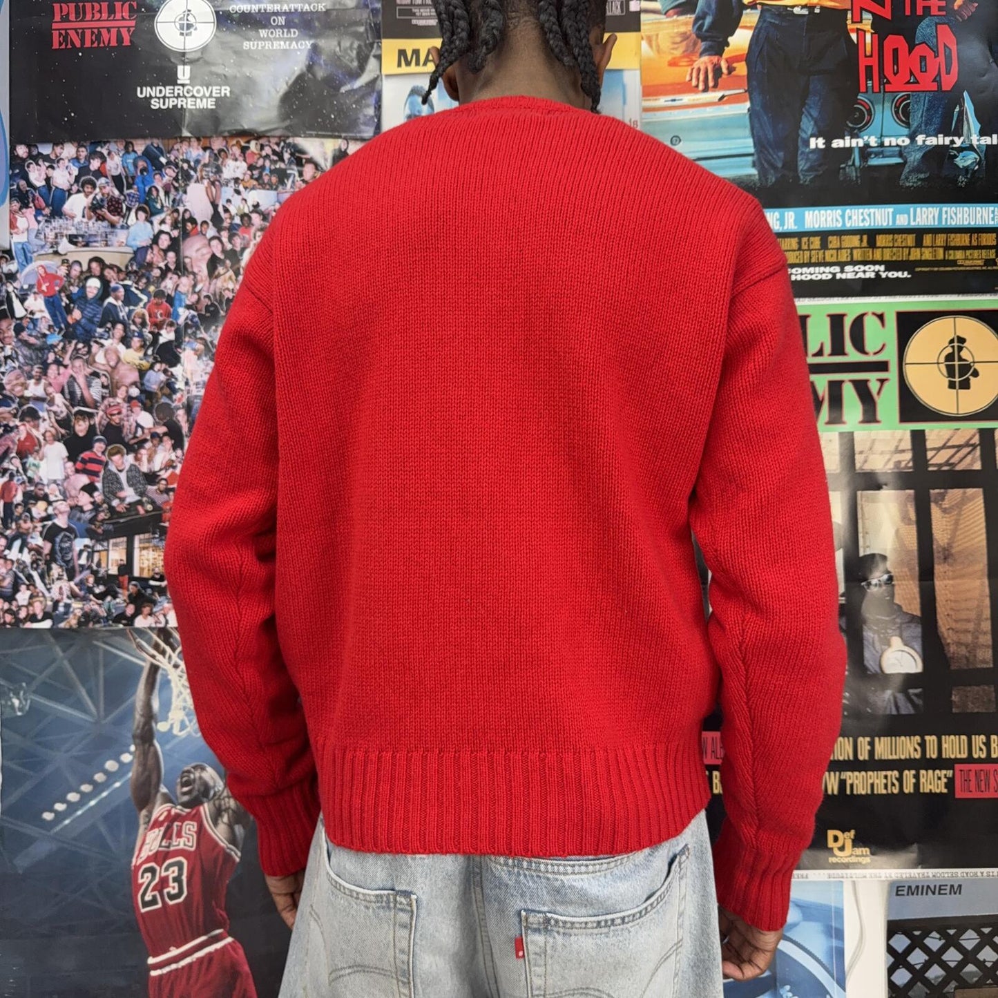 DENIM TEARS 1619 PAN AFRICAN FLAG RED KNIT SWEATER