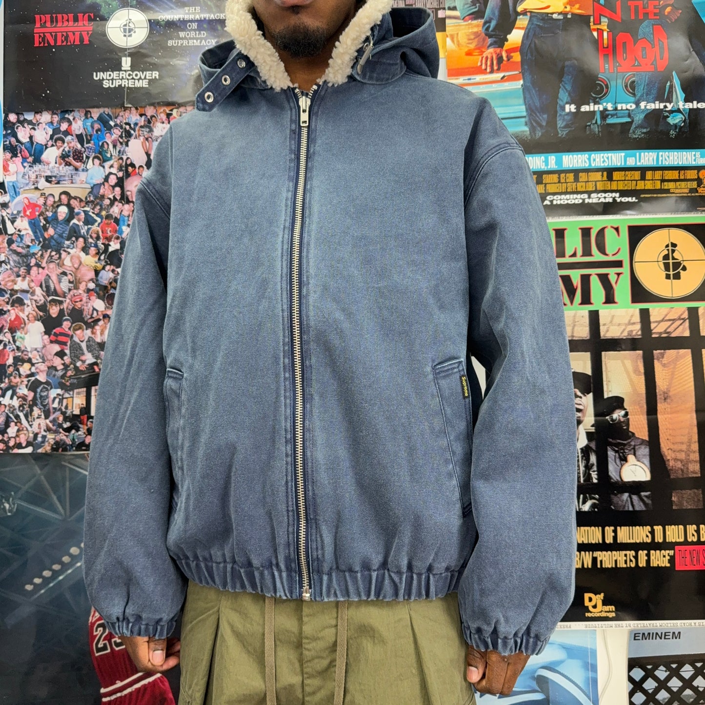 SUPREME FW25 FAUX SHEARLING LINED BOMBER JACKET