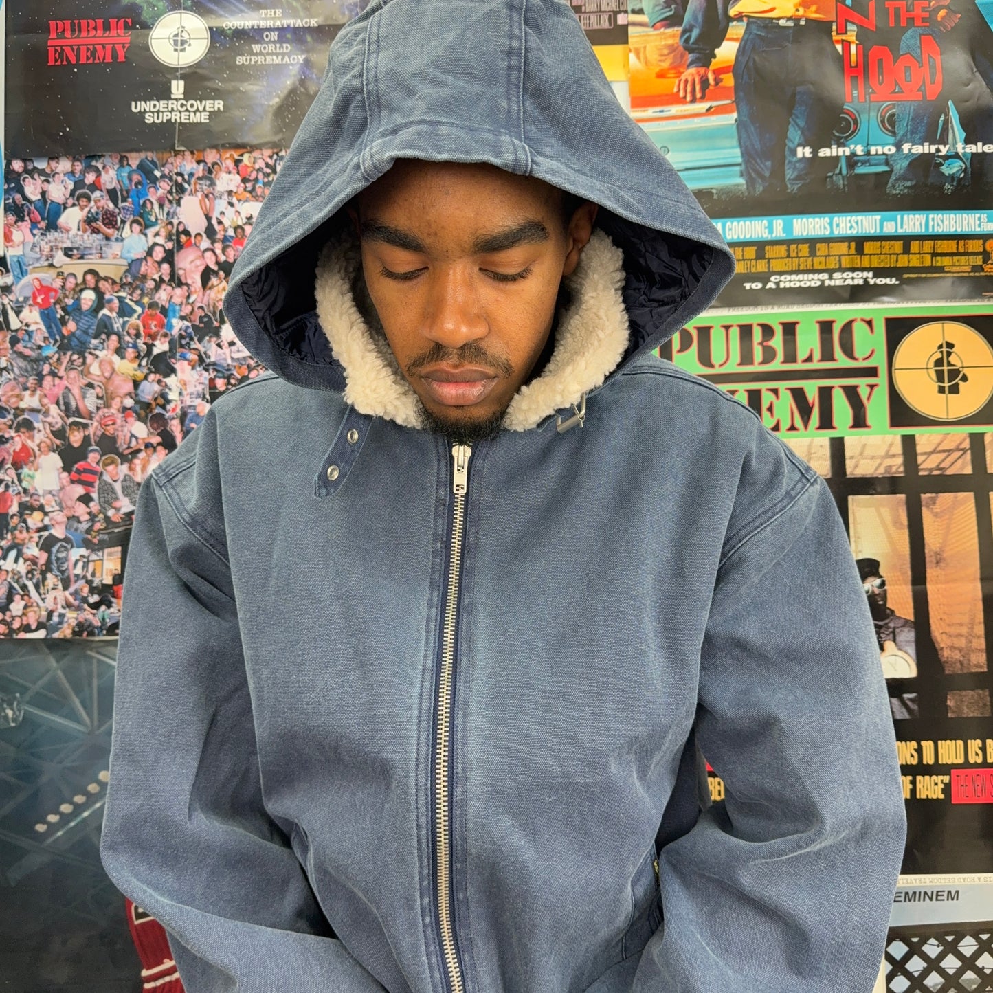 SUPREME FW25 FAUX SHEARLING LINED BOMBER JACKET