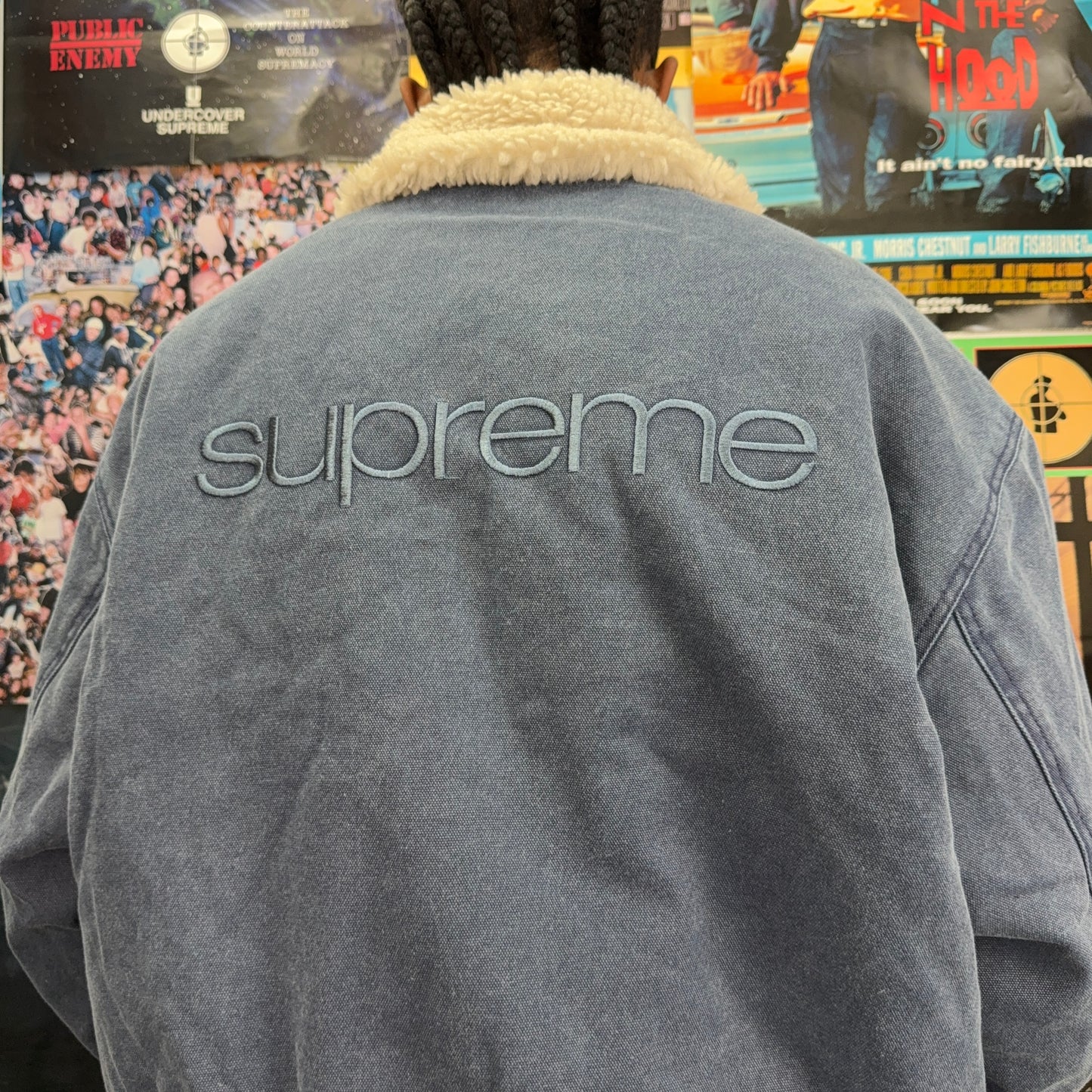 SUPREME FW25 FAUX SHEARLING LINED BOMBER JACKET