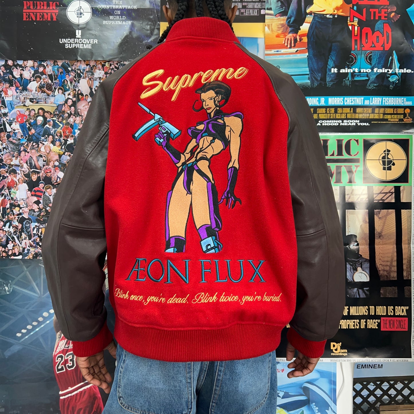 SUPREME SS22 AEON FLUX VARSITY JACKET