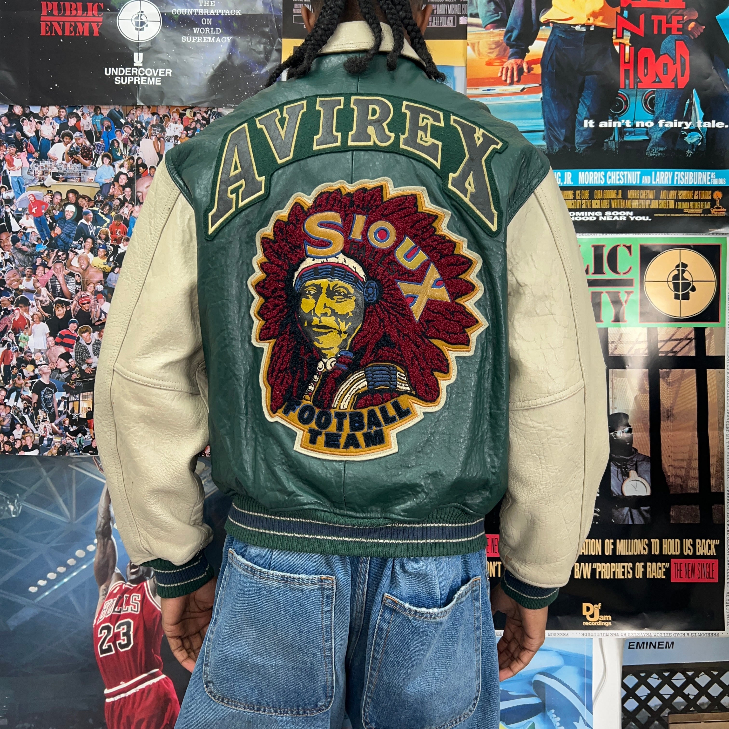 AVIREX NATIVE AMERICAN FULL LEATHER VARSITY JACKET