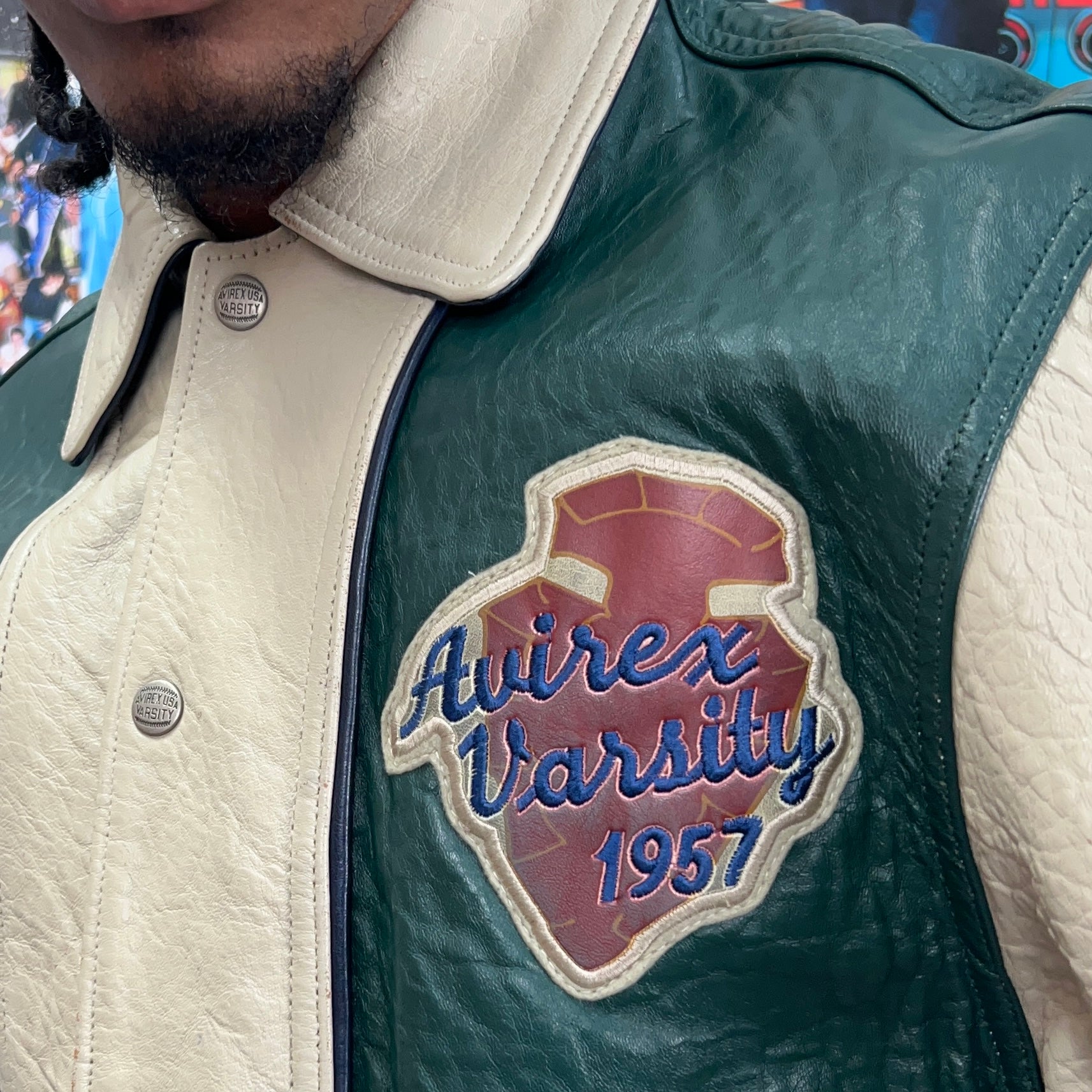 AVIREX NATIVE AMERICAN FULL LEATHER VARSITY JACKET