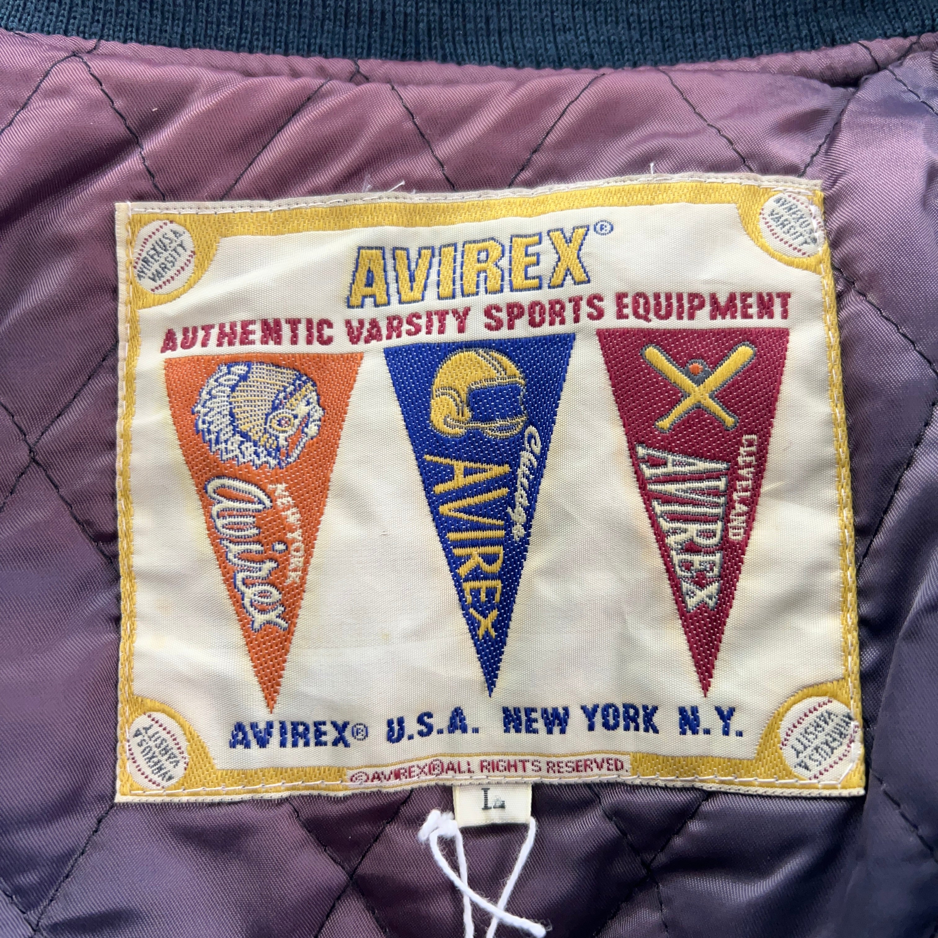 90S AVIREX TOMAHAWKS LEATHER VARSITY JACKET