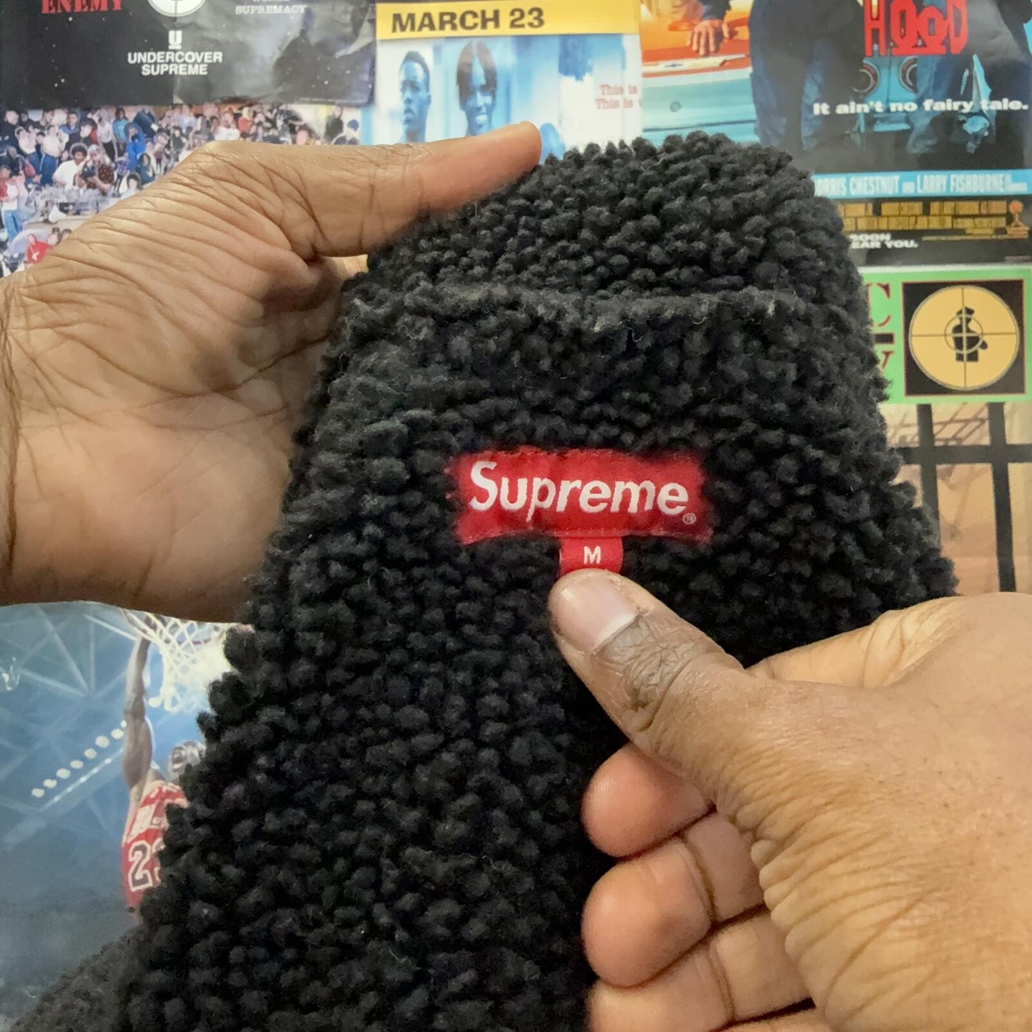 SUPREME SS23 FAUX SHEARLING HOODED JACKET