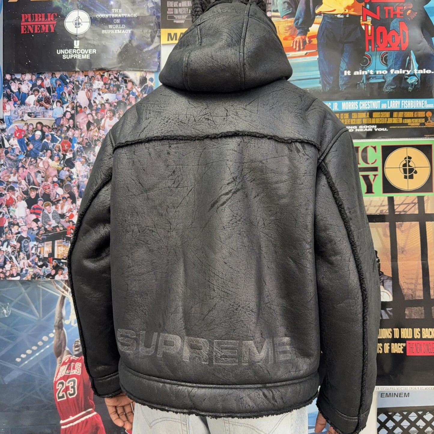 SUPREME SS23 FAUX SHEARLING HOODED JACKET