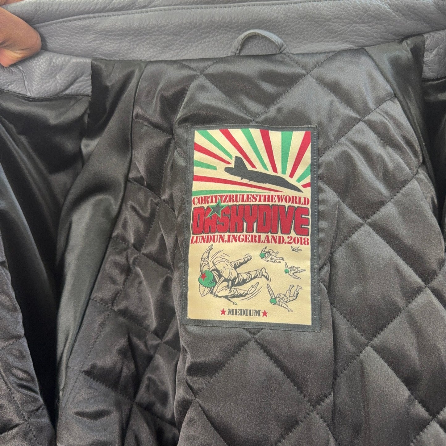 CORTEIZ GREY SKYDIVE LEATHER JACKET
