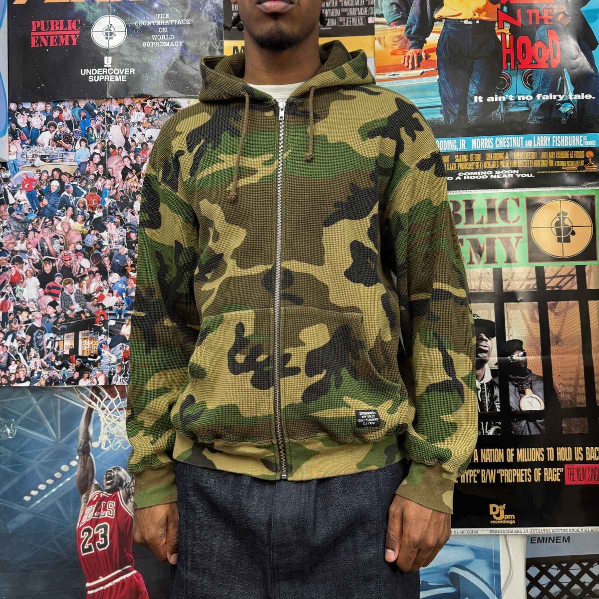 SUPREME SS24 CAMO THERMAL ZIP UP HOODIE