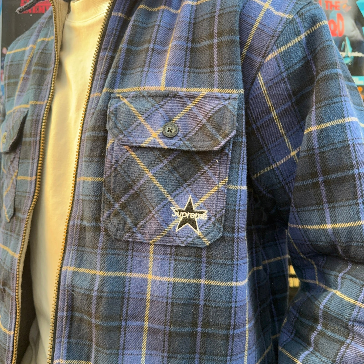 SUPREME FW25 THERMAL LINED ZIP UP FLANNEL SHIRT