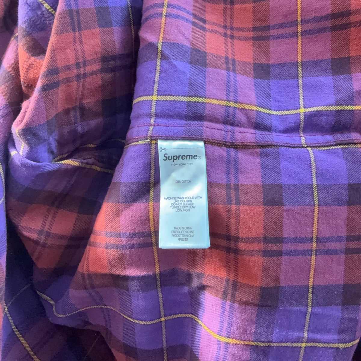 SUPREME FW24 PURPLE PLAID FLANNEL SHIRT