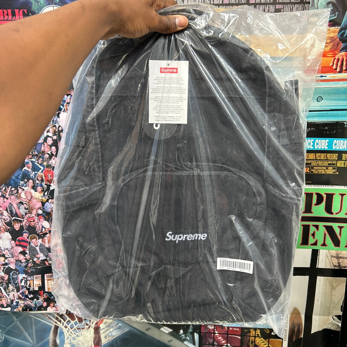 SUPREME FW25 DENIM BACKPACK BLACK