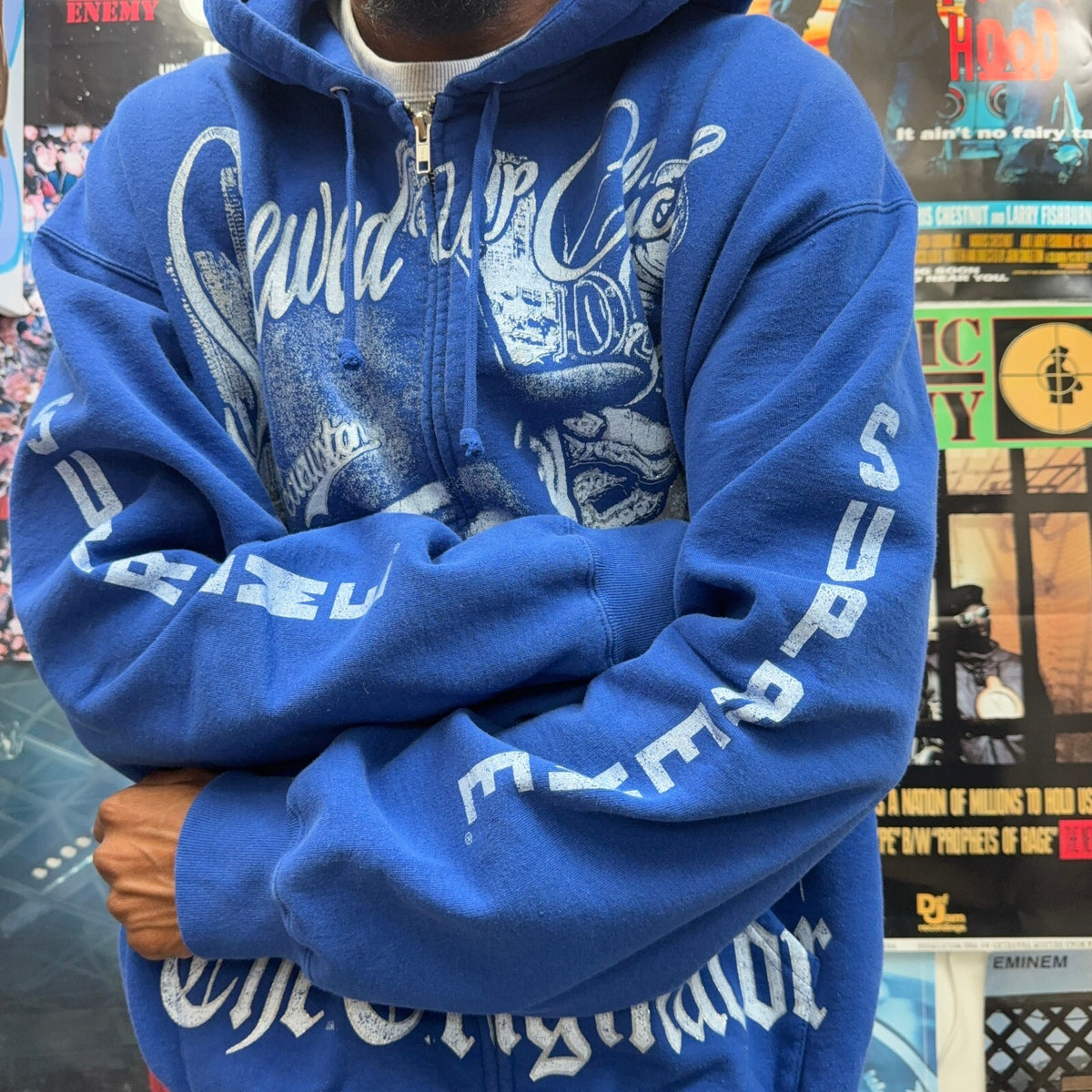 SUPREME SS26 DJ SCREW BLUE ZIP UP HOODIE
