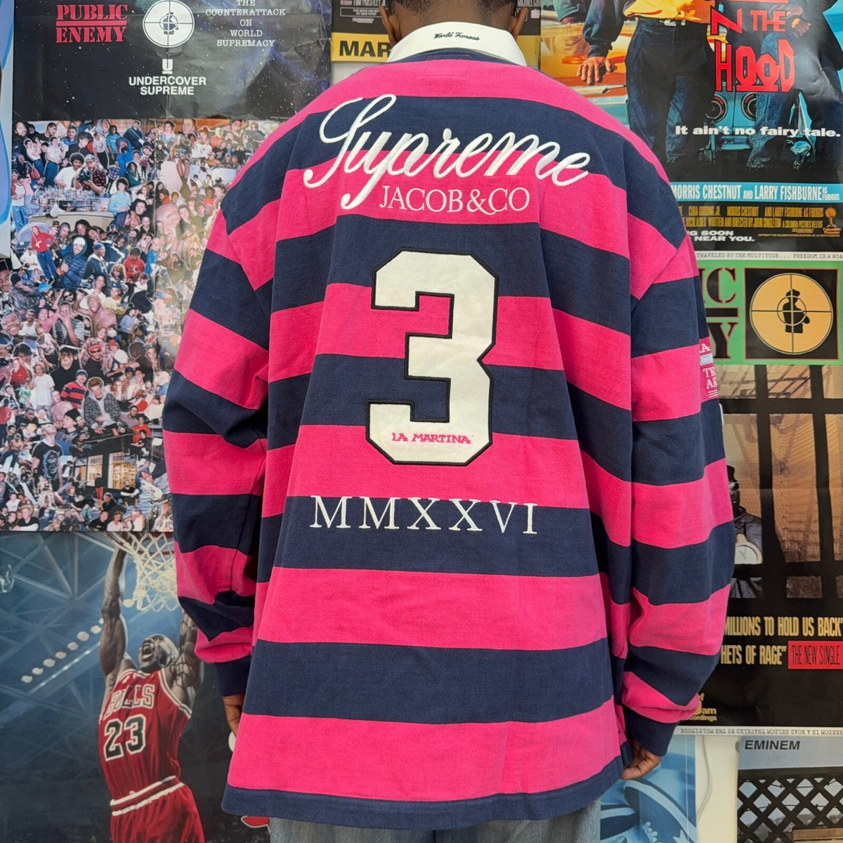 SUPREME LA MARTINA SS26 POLO PINK AND NAVY