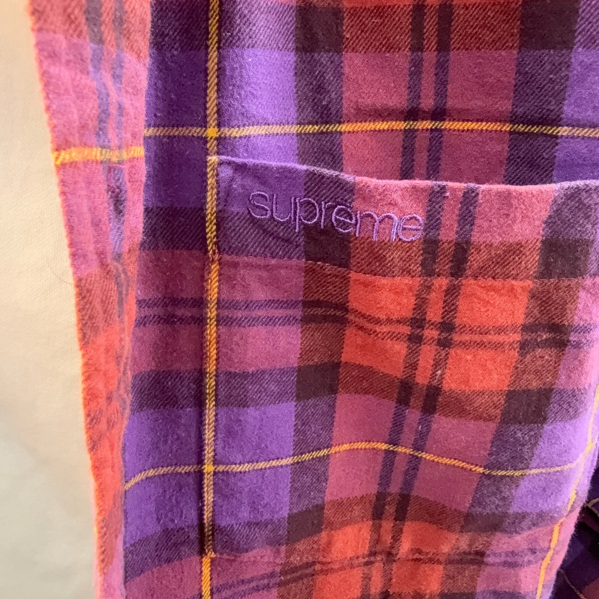 SUPREME FW24 PURPLE PLAID FLANNEL SHIRT
