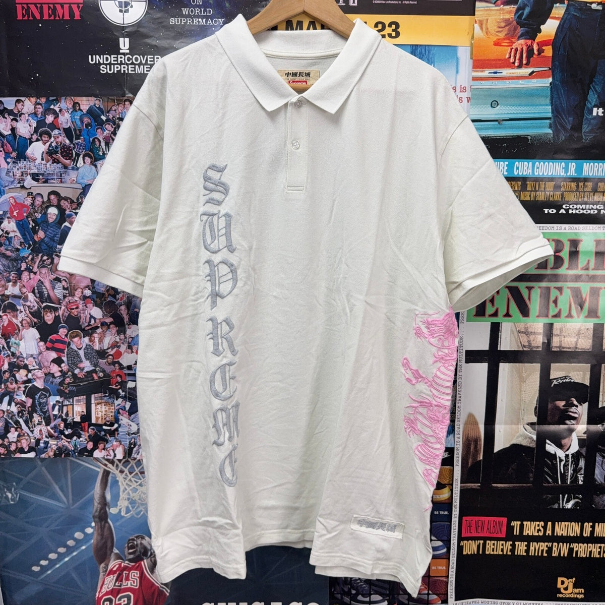 SUPREME SS26 THE GREAT CHINA WALL DRAGON POLO WHITE
