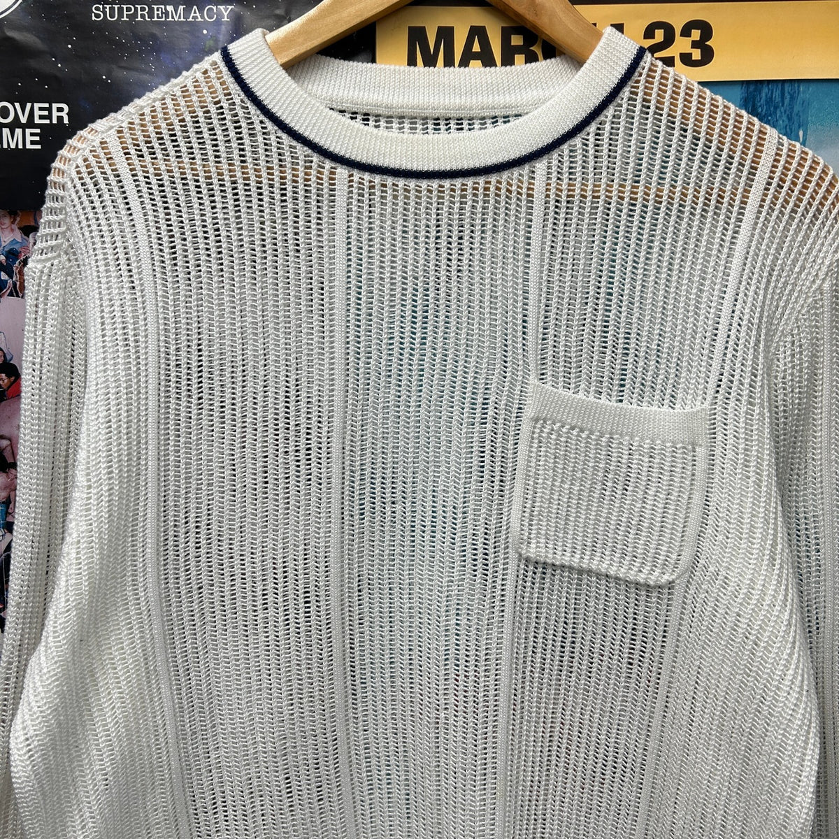 AIME LEON DORE MESH KNIT WHITE LONG SLEEVE