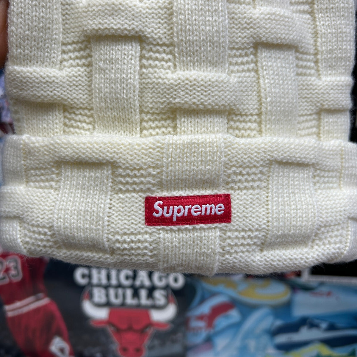 SUPREME FW19 BASKET WEAVE CREAM BEANIE