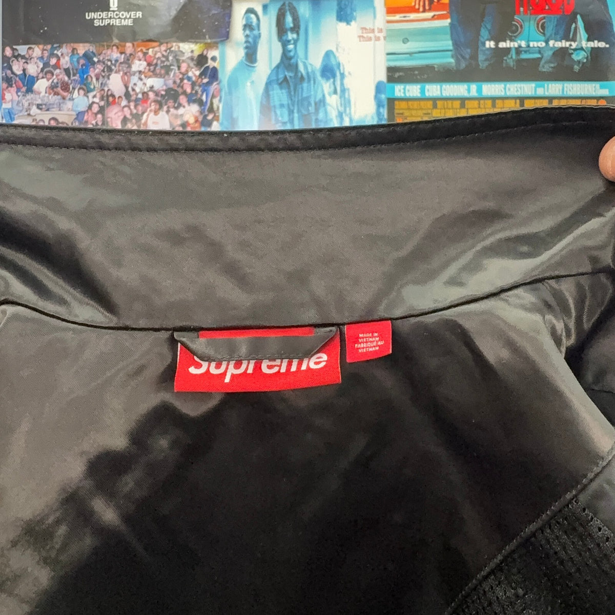 SUPREME SS24 BLACK SATIN HOODED TRACK JACKET