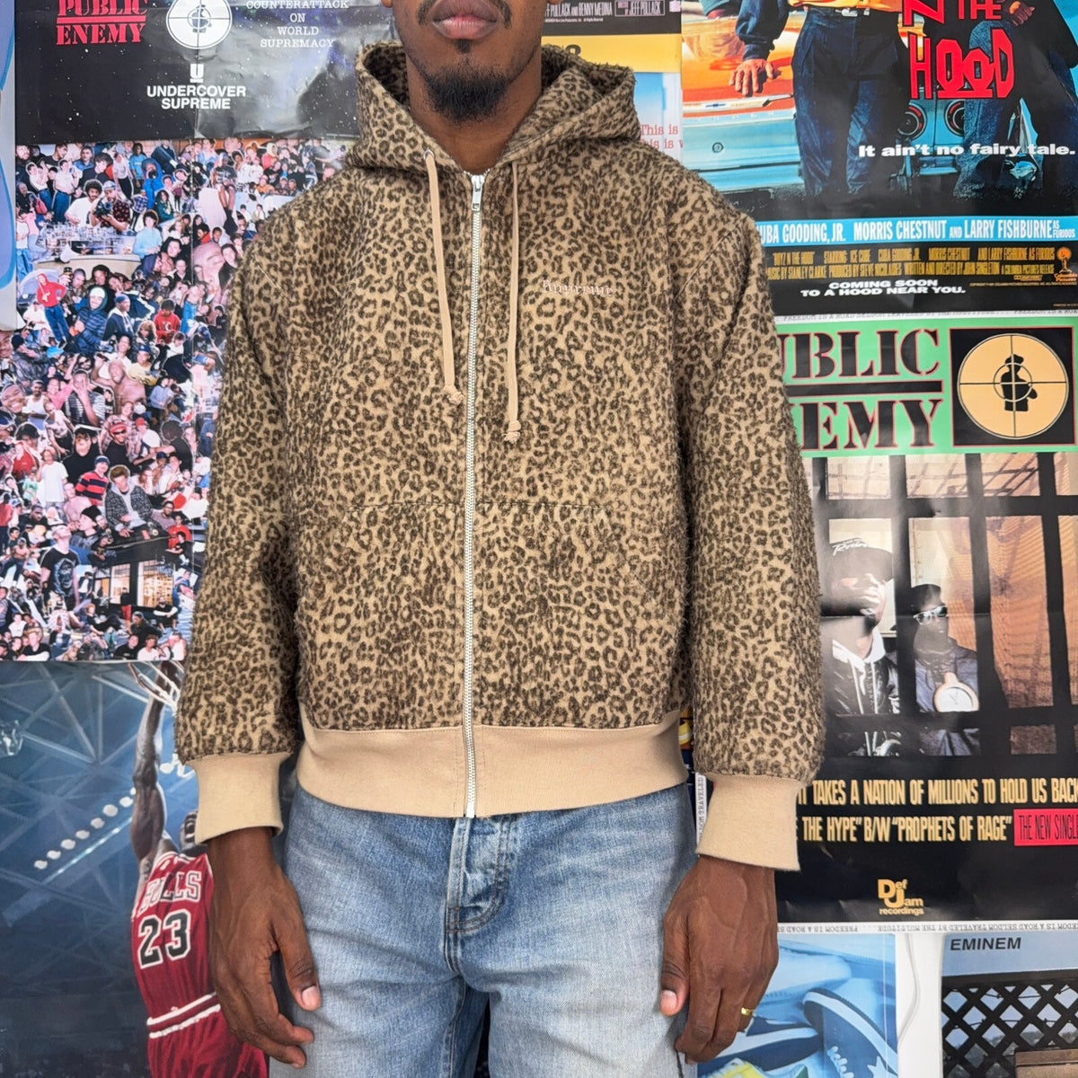 SUPREME FW24 LEOPARD ZIP UP HOODIE