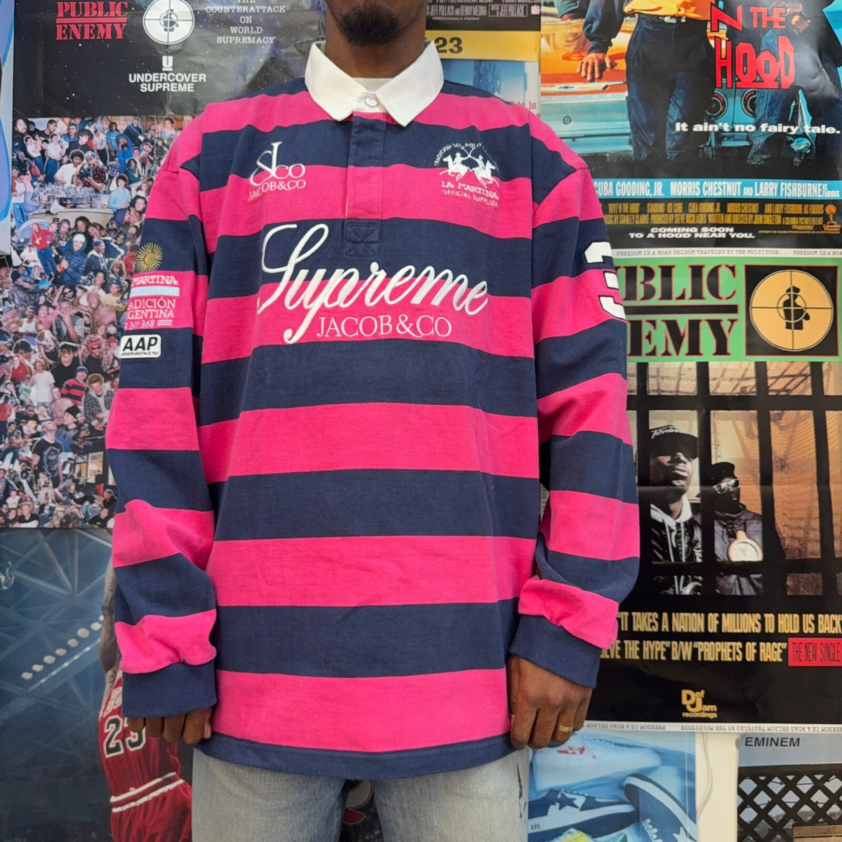 SUPREME LA MARTINA SS26 POLO PINK AND NAVY