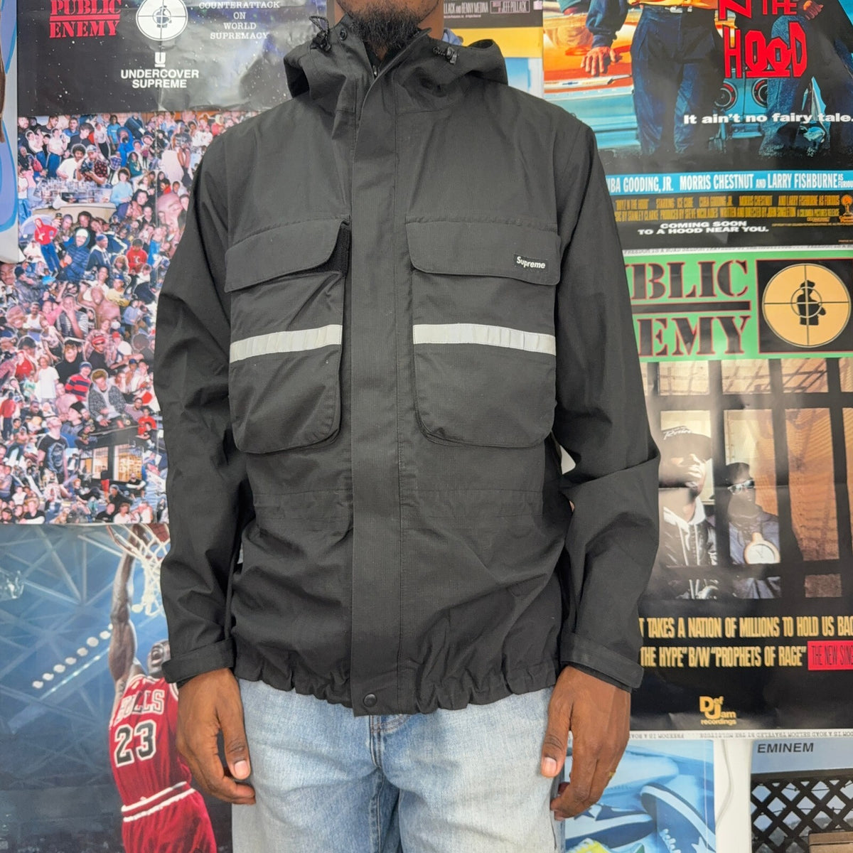 SUPREME HI-VIS TAPED SEAM FW14 JACKET BLACK