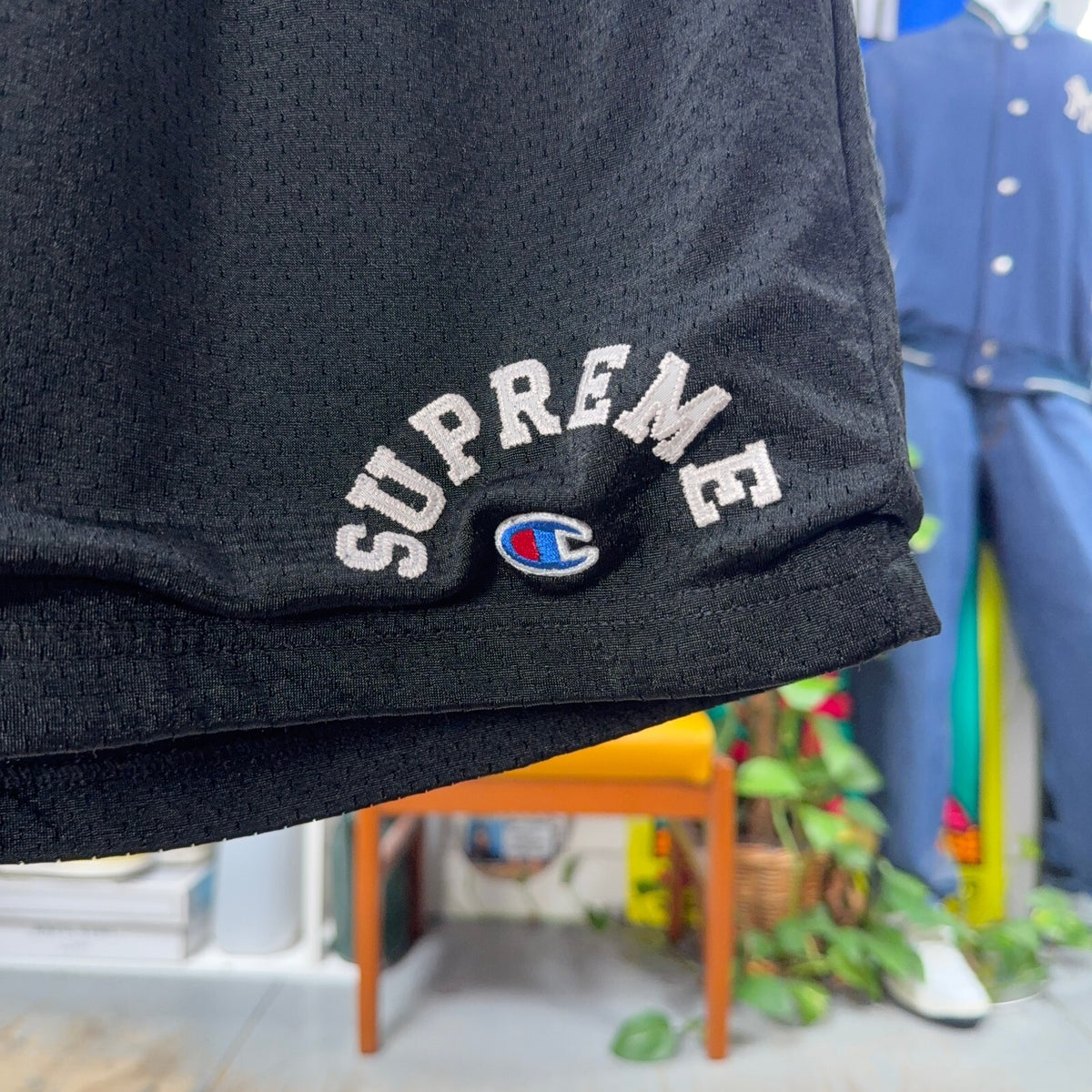 SUPREME X CHAMPION SS24 BLACK MESH SHORTS
