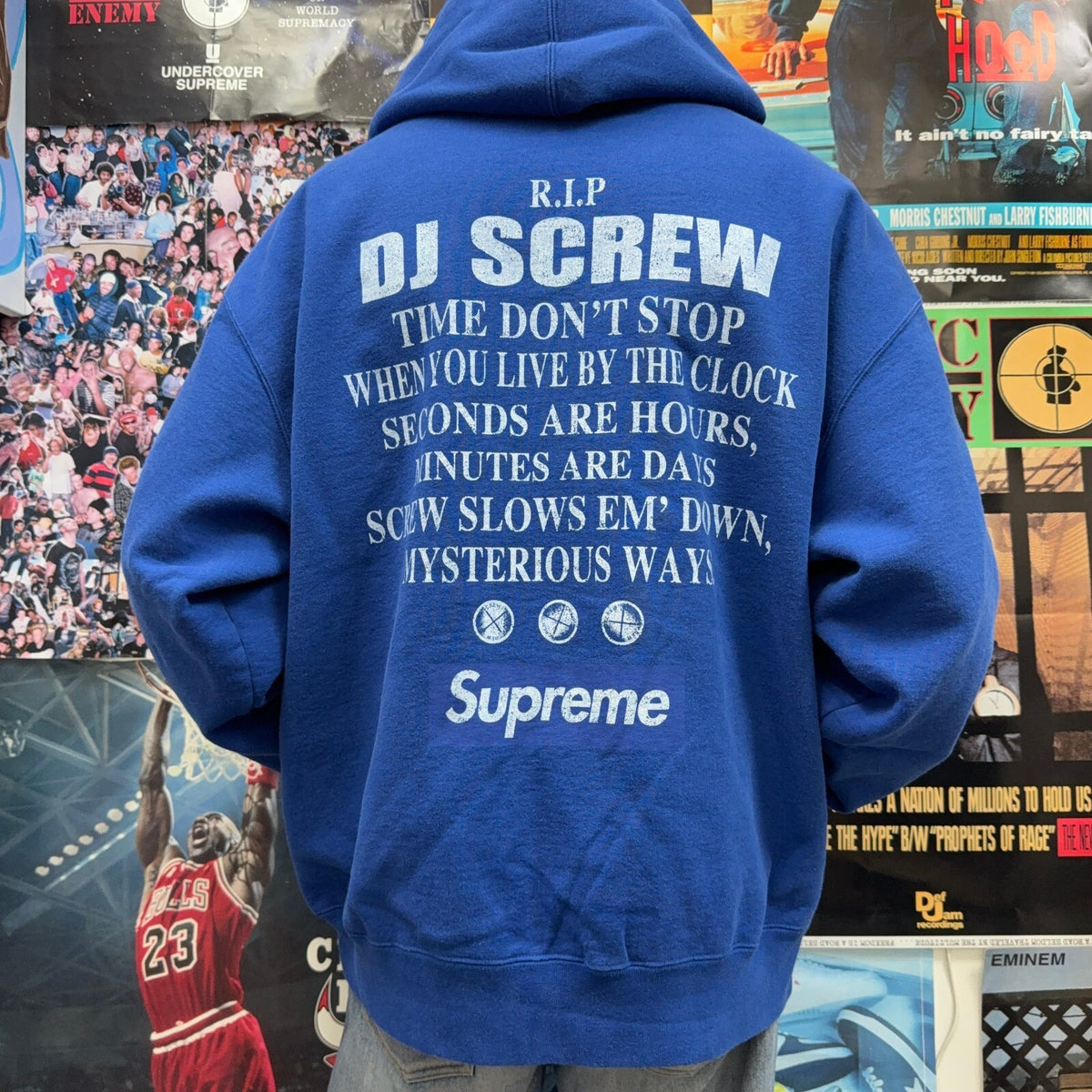 SUPREME SS26 DJ SCREW BLUE ZIP UP HOODIE