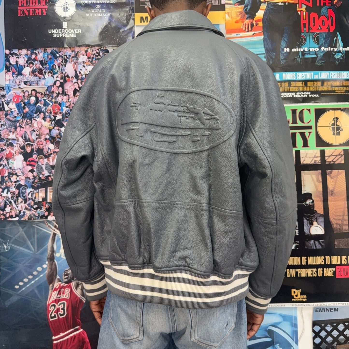 CORTEIZ GREY SKYDIVE LEATHER JACKET