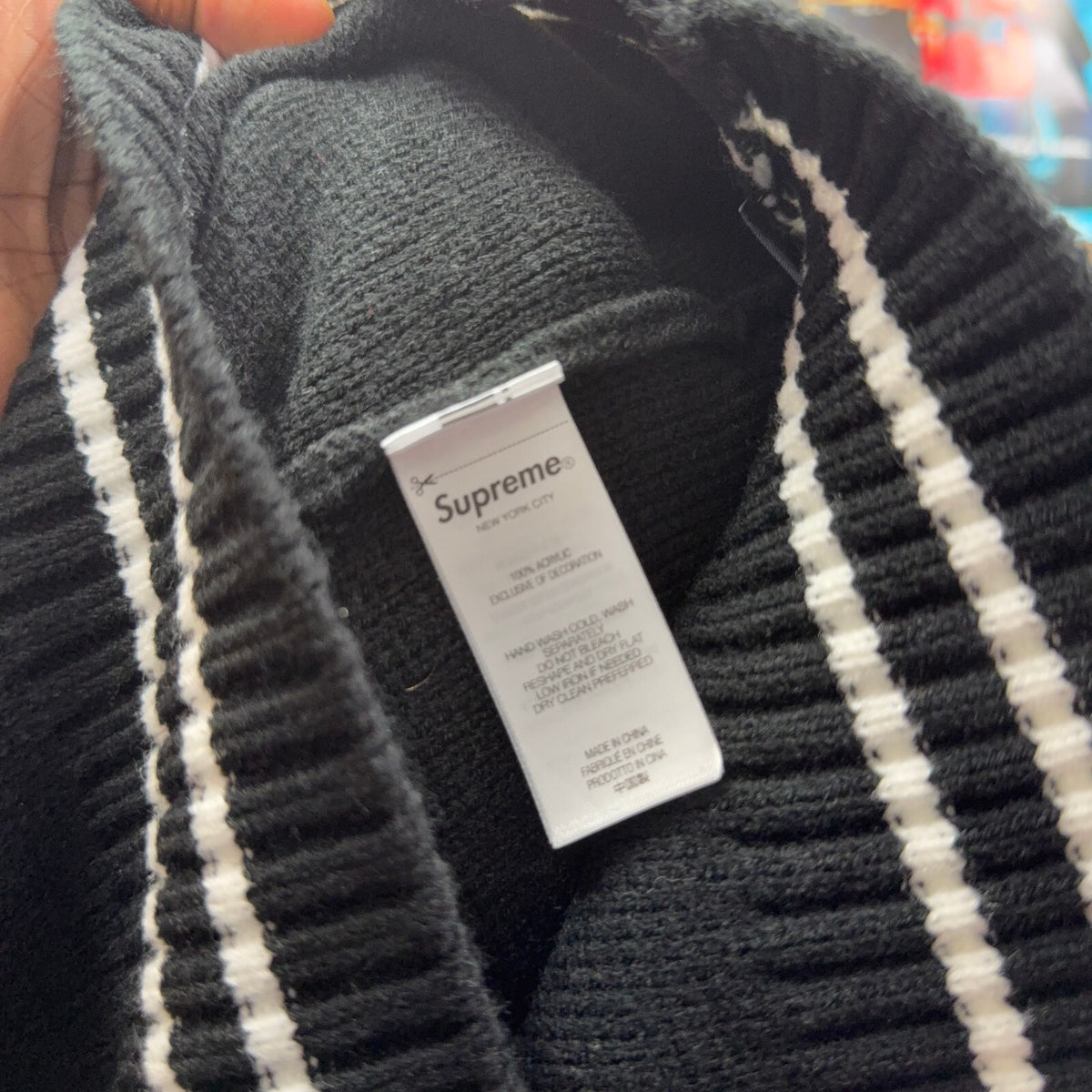 SUPREME FW25 SCRIPT STRIPE HALF ZIP SWEATER