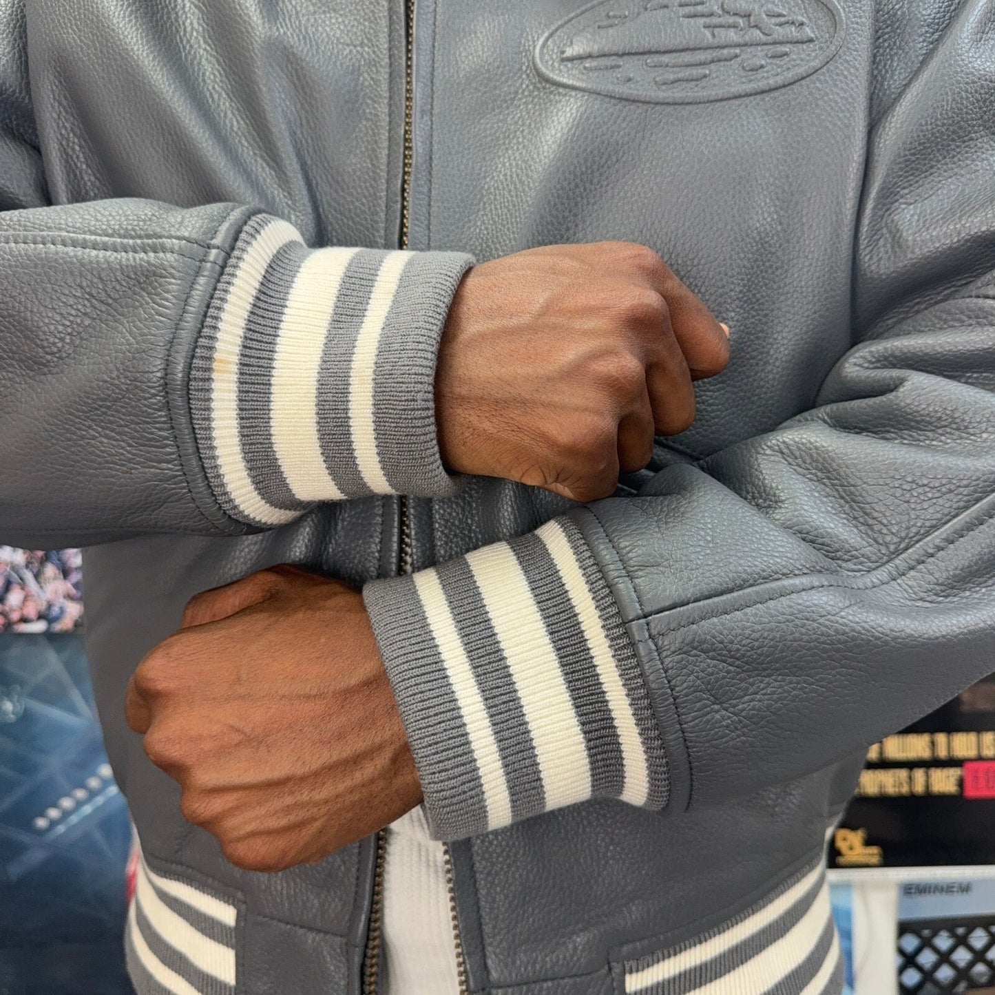 CORTEIZ GREY SKYDIVE LEATHER JACKET