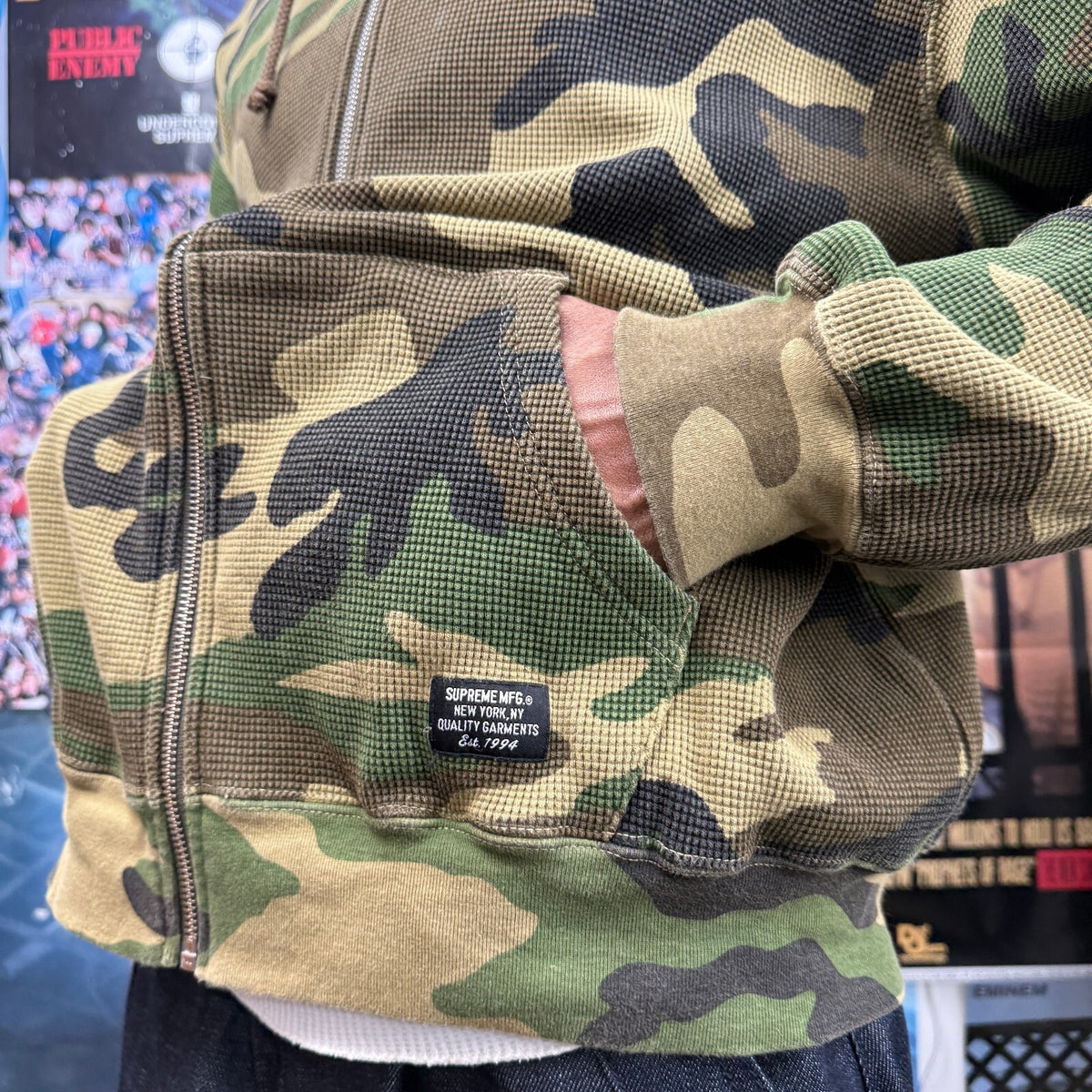 SUPREME SS24 CAMO THERMAL ZIP UP HOODIE
