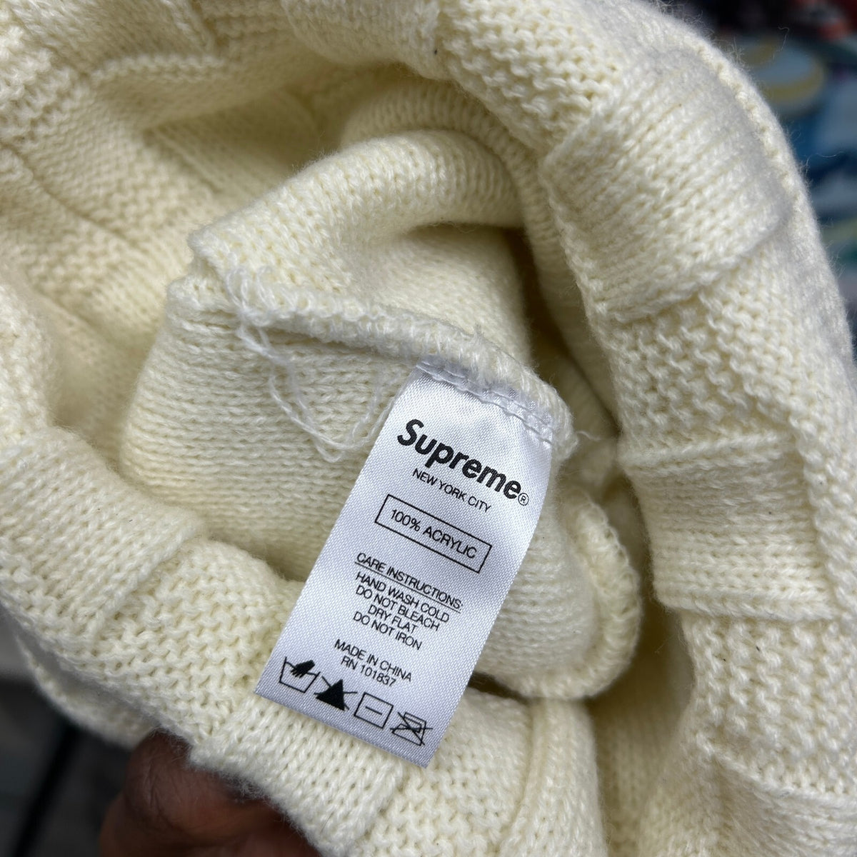 SUPREME FW19 BASKET WEAVE CREAM BEANIE