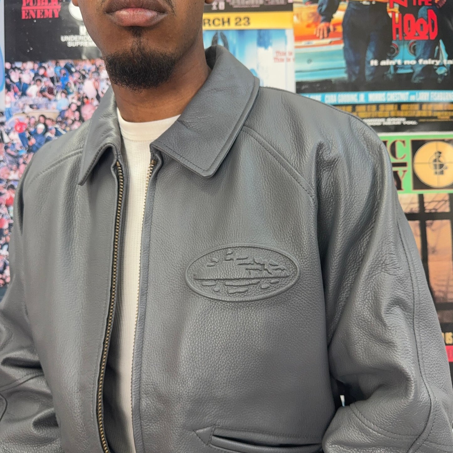 CORTEIZ GREY SKYDIVE LEATHER JACKET