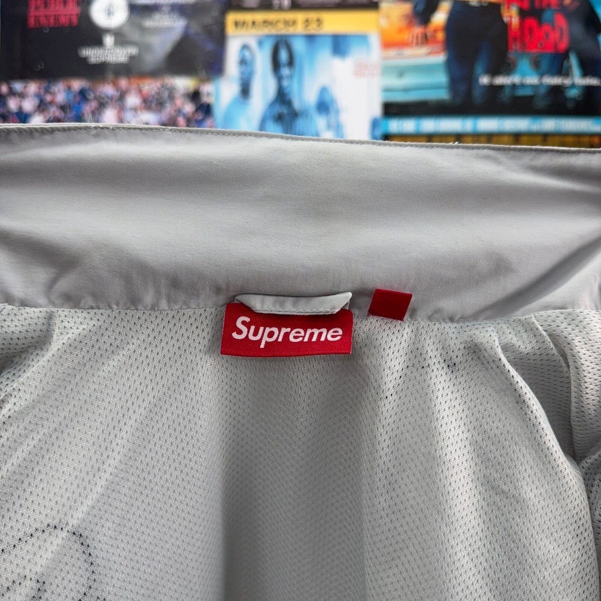 SUPREME FW24 GREY SPELLOUT EMBROIDERY TRACK JACKET
