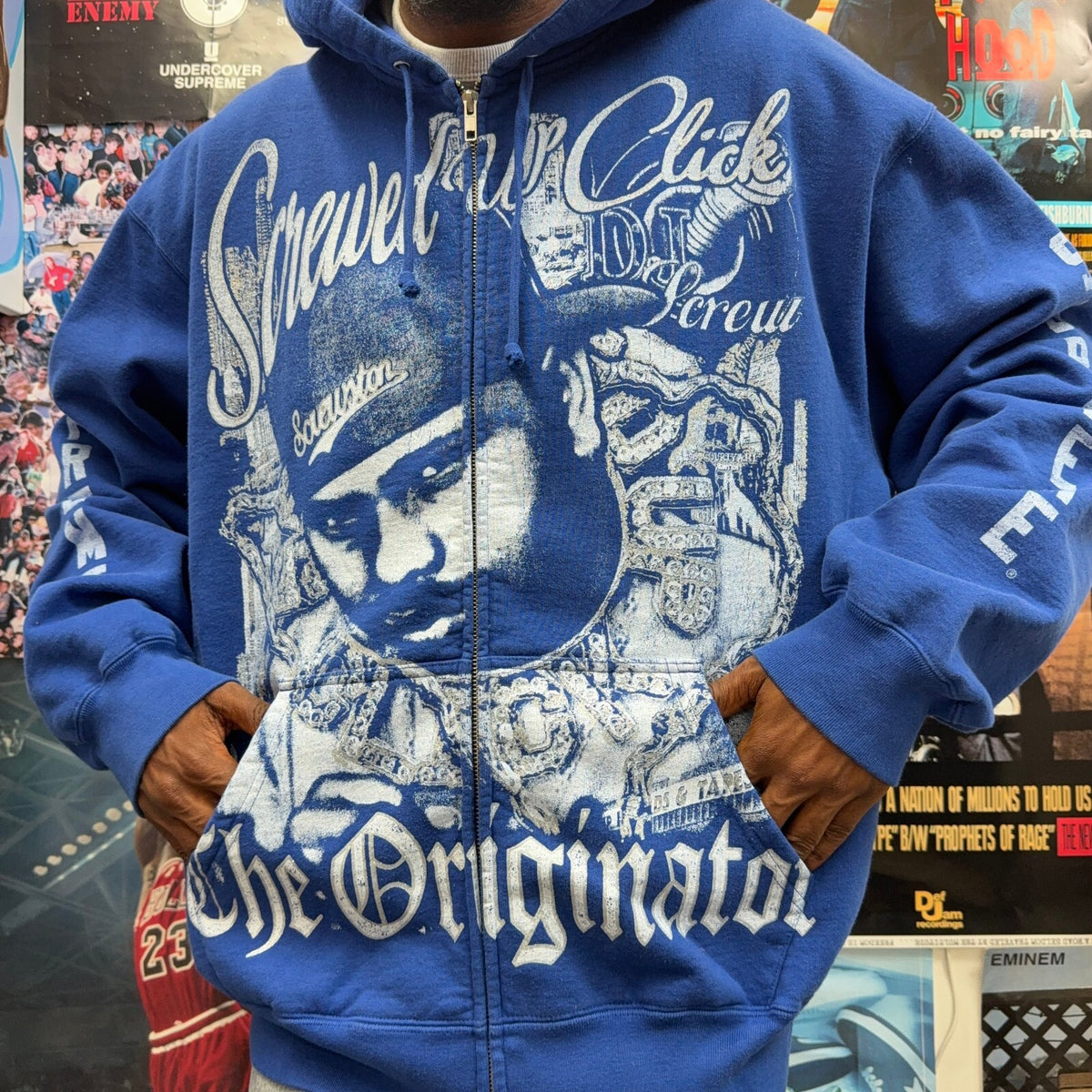SUPREME SS26 DJ SCREW BLUE ZIP UP HOODIE