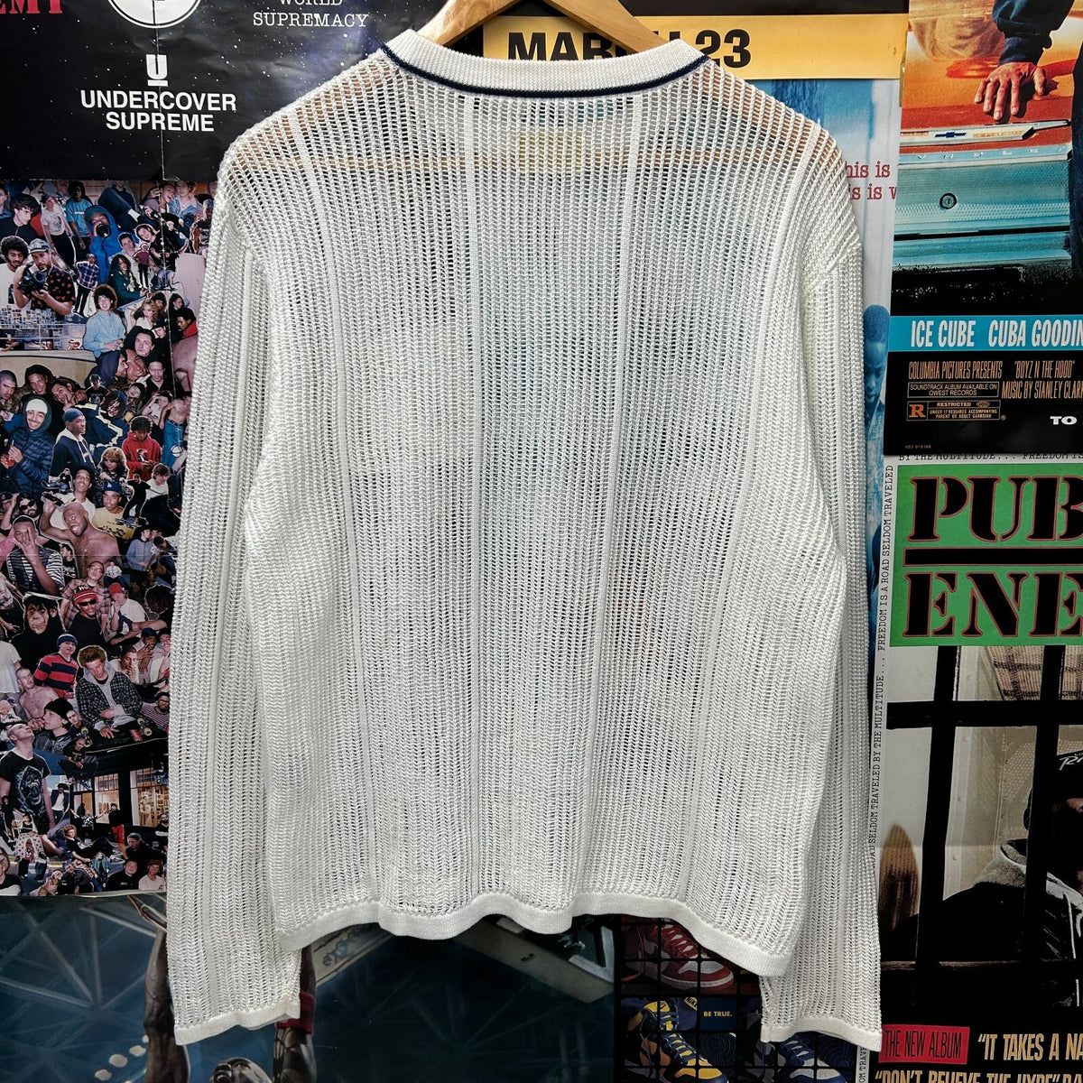 AIME LEON DORE MESH KNIT WHITE LONG SLEEVE