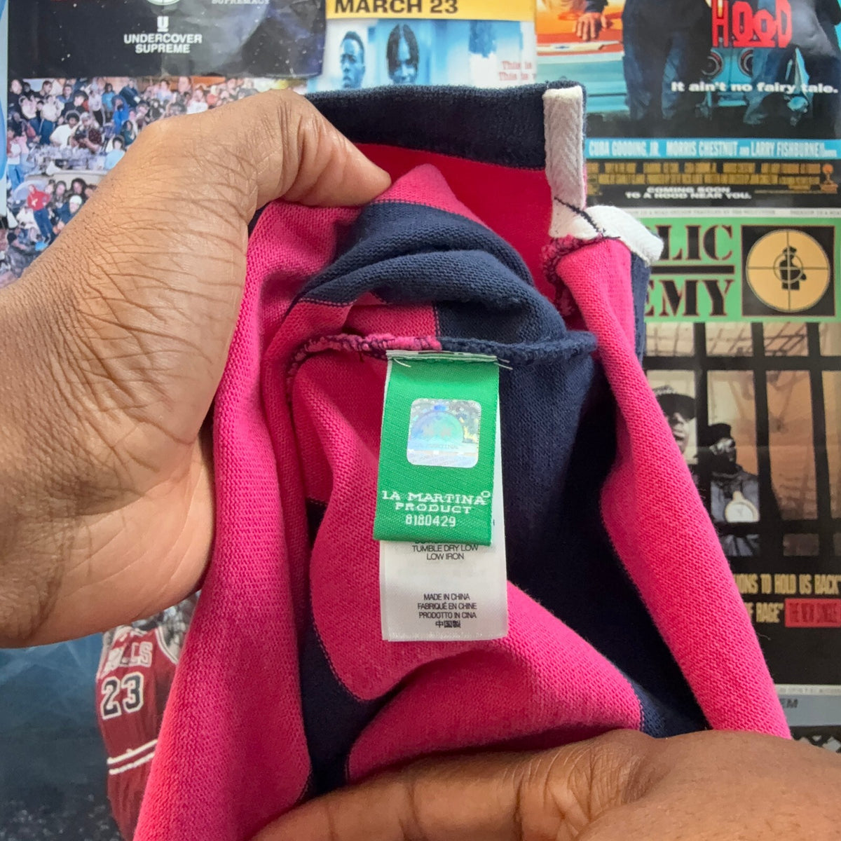 SUPREME LA MARTINA SS26 POLO PINK AND NAVY