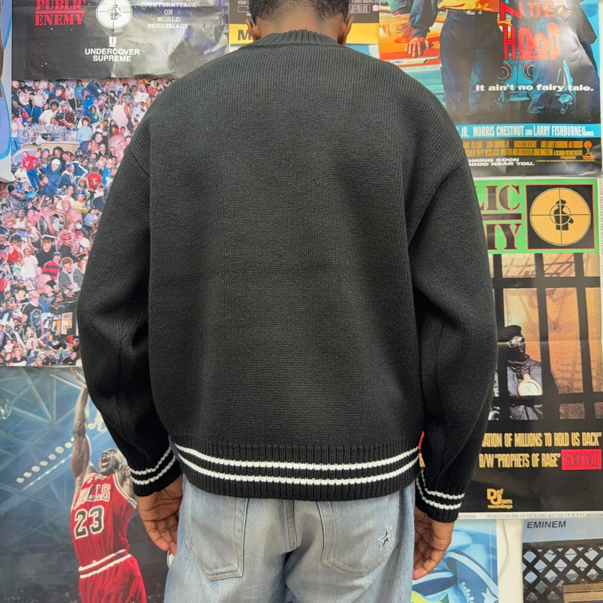 SUPREME FW25 SCRIPT STRIPE HALF ZIP SWEATER