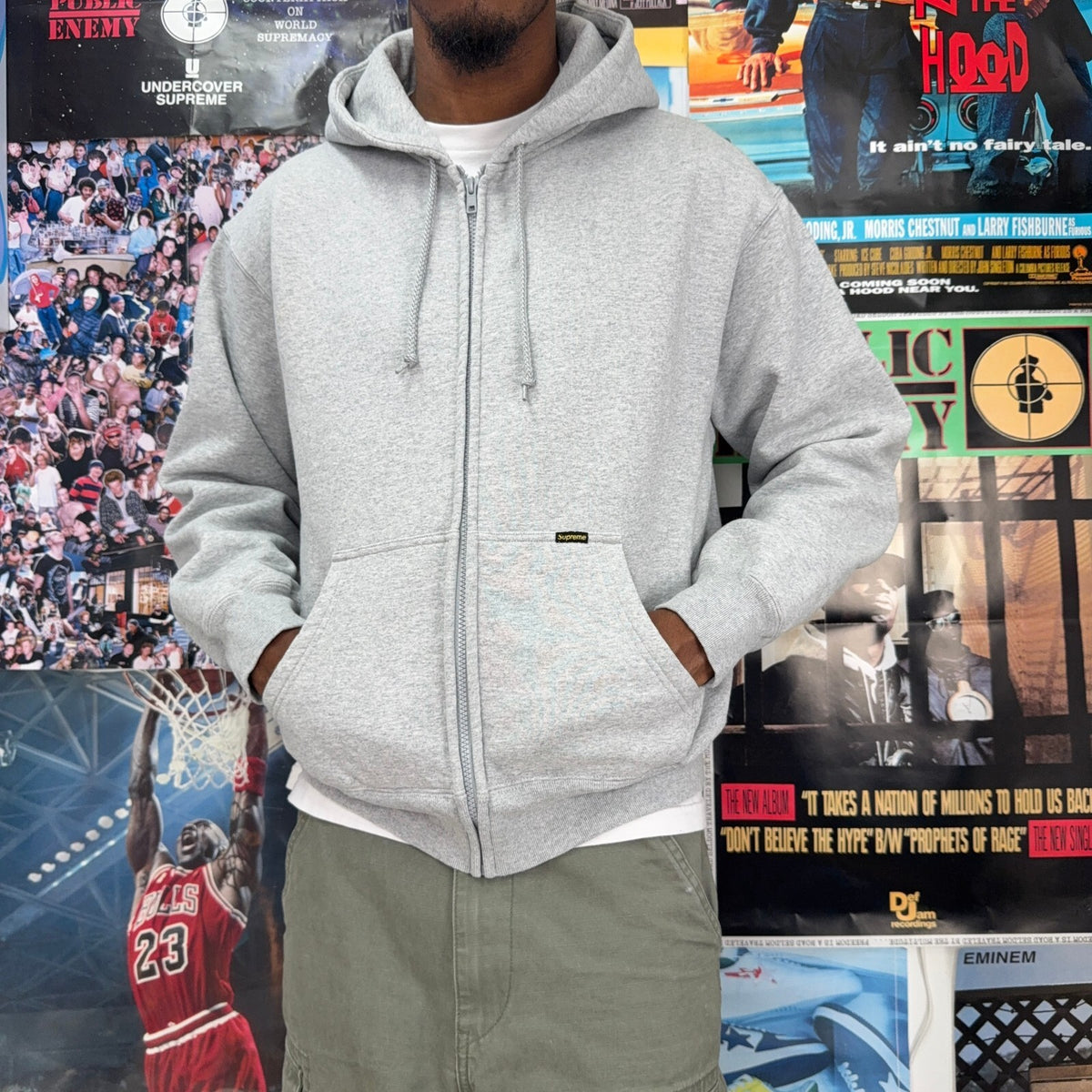 SUPREME SS25 GREY WORK ZIP UP HOODIE