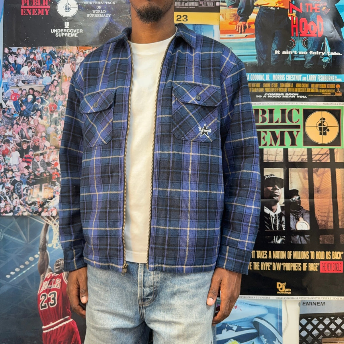 SUPREME FW25 THERMAL LINED ZIP UP FLANNEL SHIRT