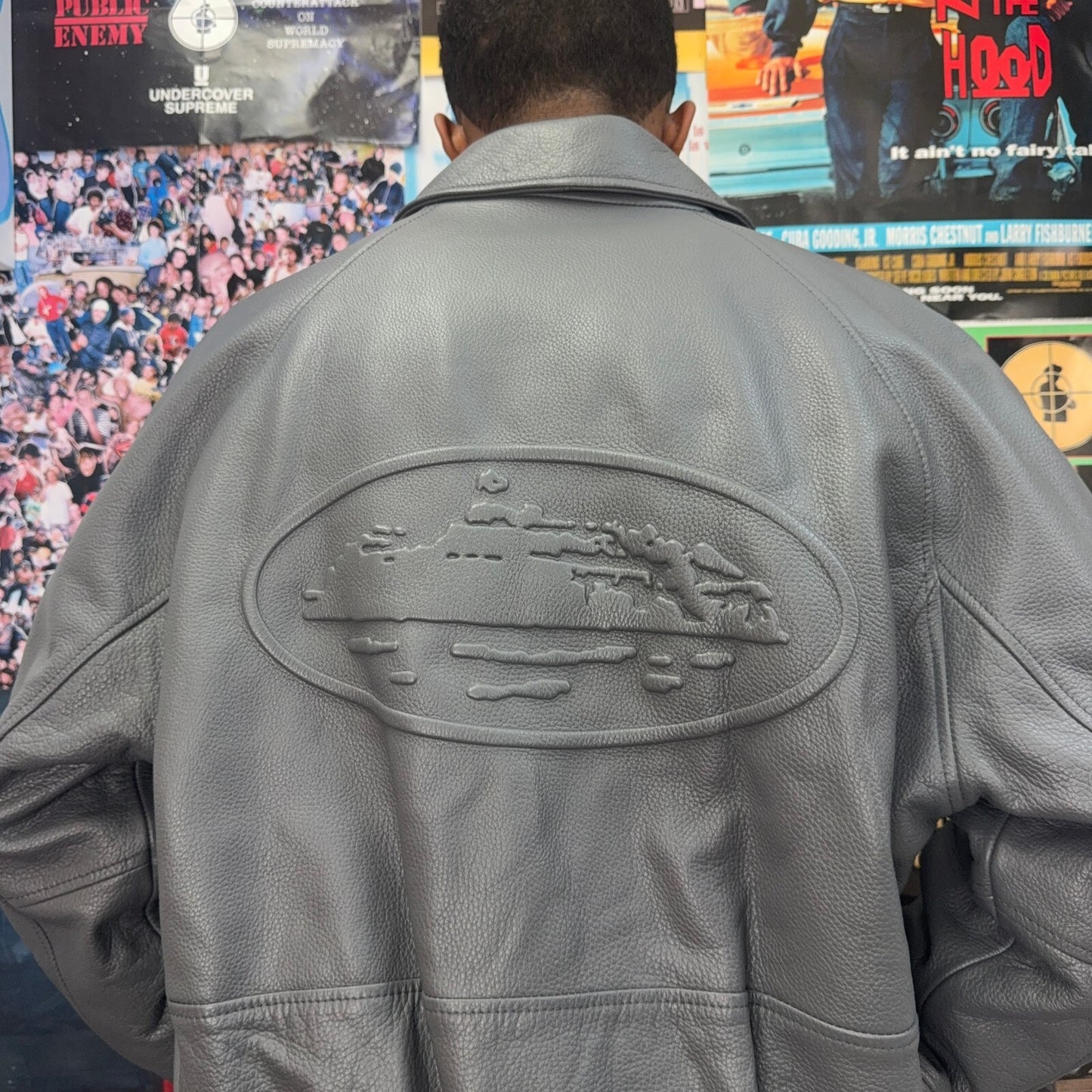 CORTEIZ GREY SKYDIVE LEATHER JACKET