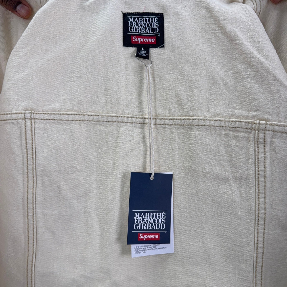 SUPREME MARITHE FRANCOIS GIRBAUD SS25 BEIGE DENIM TRUCKER JACKET