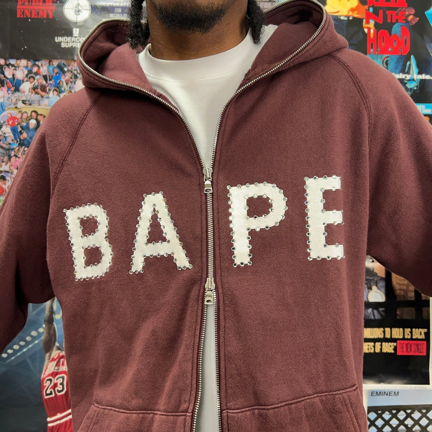 BAPE 2000s SWAROVSKI RHINESTONE FULL ZIP HOODIE