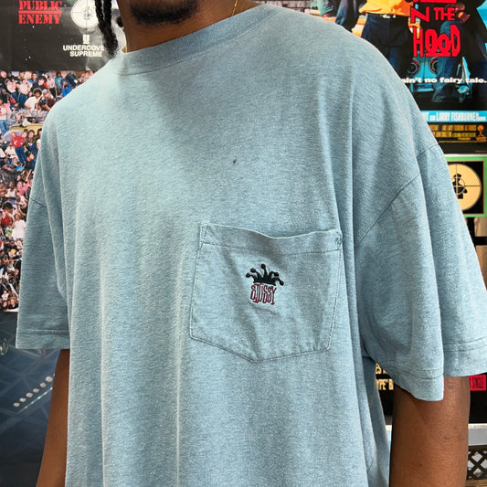 STUSSY 80s BROKEN CROWN BLUE TEE