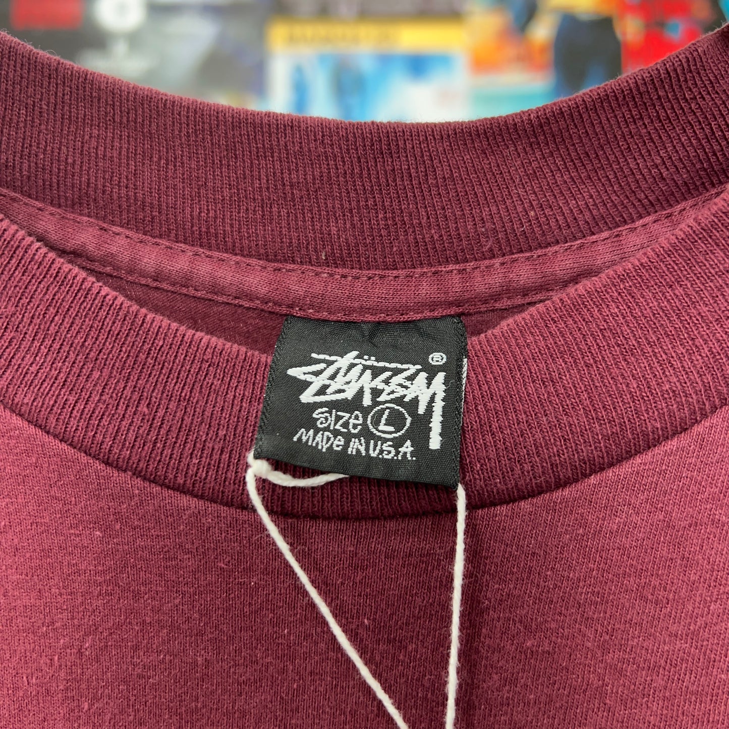 STUSSY 90s EXTRA TUFF BURGUNDY TEE
