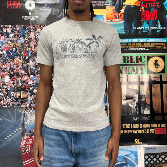 STUSSY 2000s BRONX SCIENCE GREY TEE